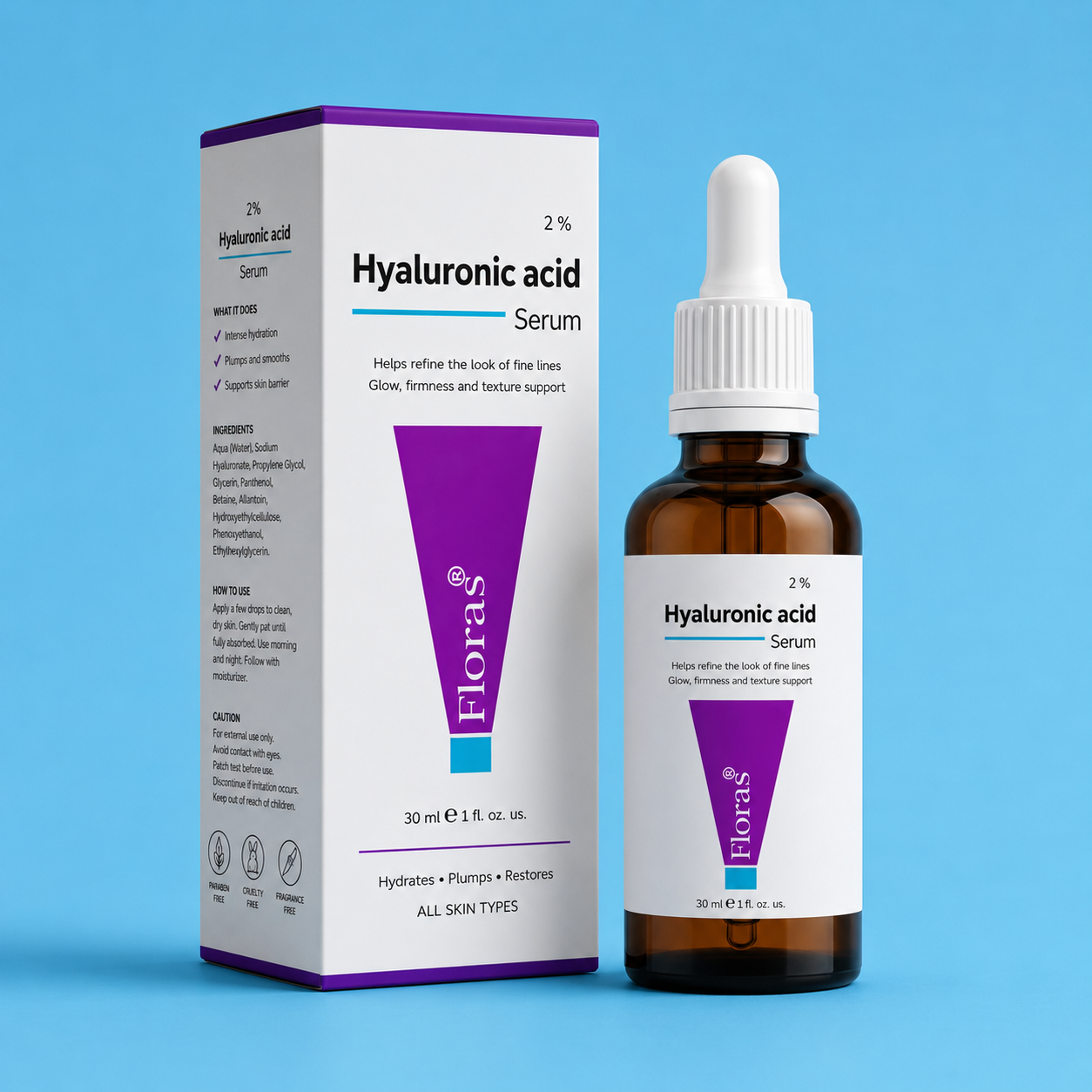 Floras Hyaluronic Acid Serum with Niacinamide – Deep Hydration Serum 30ml